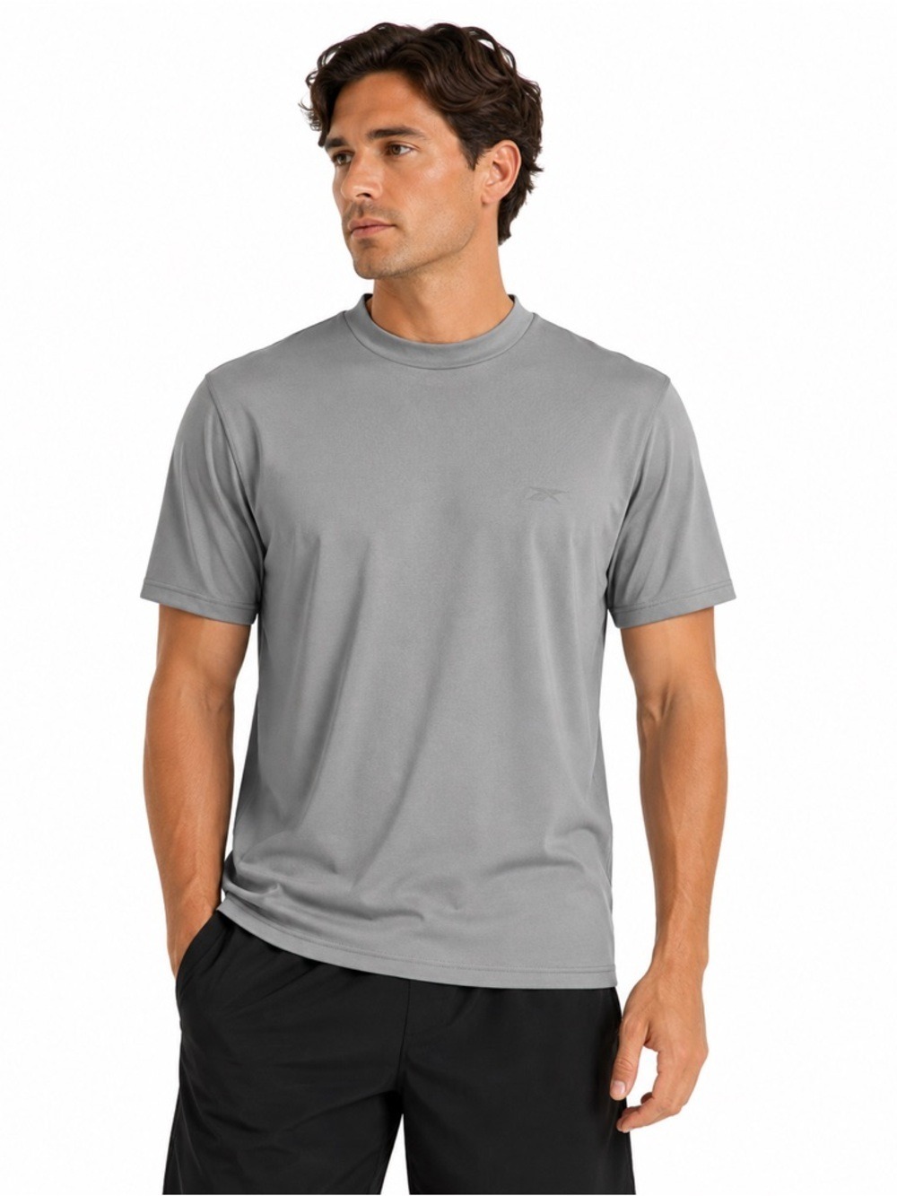 Reebok Men's Size XL Grey Stand Up Collar Short Sleeve T-Shirt